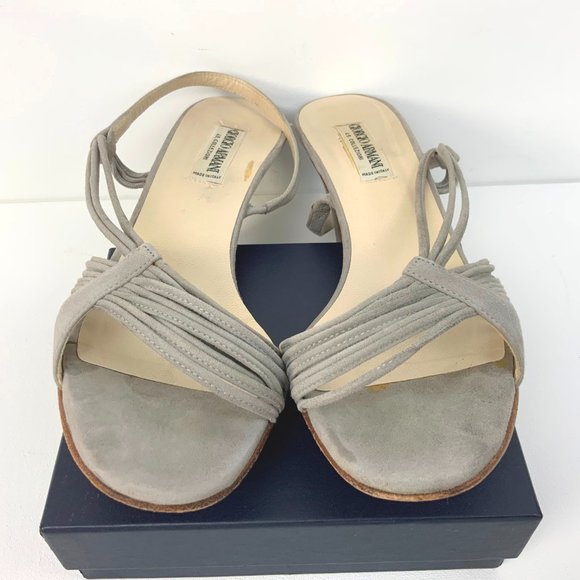 Vintage Giorgio Armani Gray Suede Strappy sandals Heels Sz 39 (8) - Picture 16 of 16